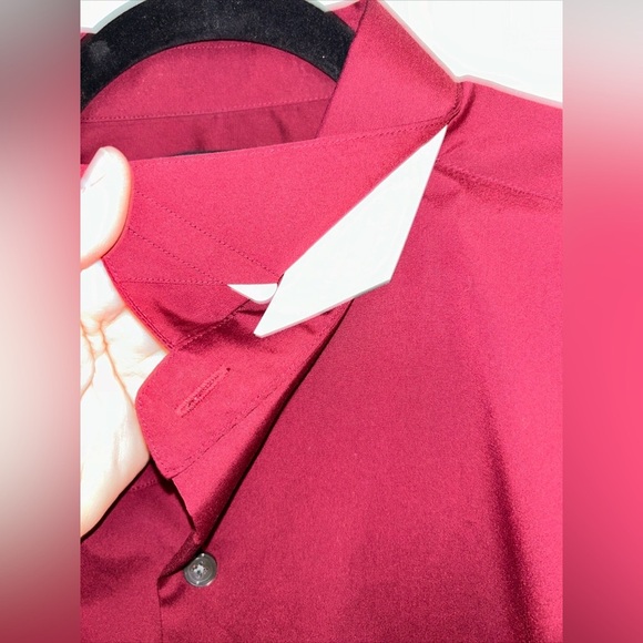 Theory Sylvain Kenai Structure Button-Up Mens XXL Solid Burgundy Dress Shirt - Picture 5 of 9